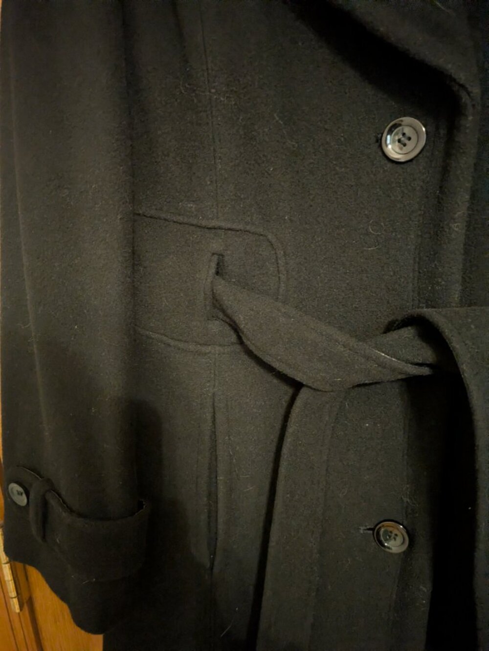 Hilary Radley Studio Black Wool Long Coat Size 2 - Picture 2 of 5